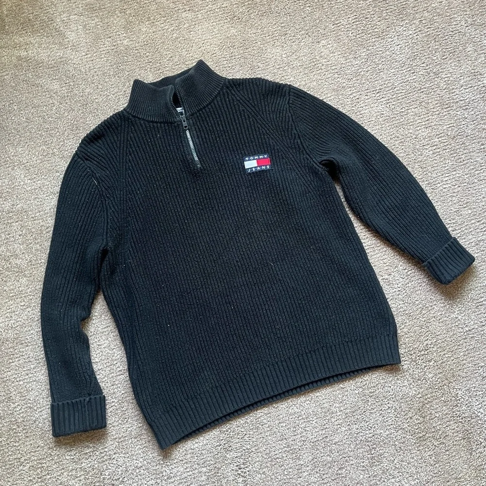 VTG 00’s Tommy Jeans Knit Black Quarter Zip